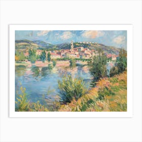Calm Waterside Village Painting Inspired By Paul Cezanne Art Print