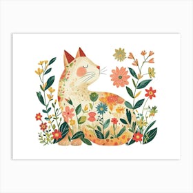 Little Floral Cat 3 Art Print