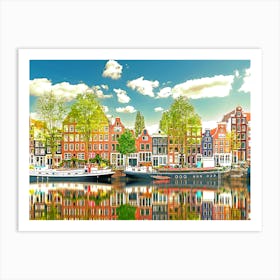 Amsterdam Architecture And Reflections On The Canal Art Print