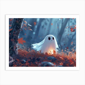 Chibi Cute Ghost Art Art Print