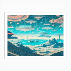 Spaceships In The Sky Art Print