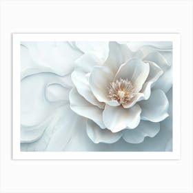 3d White Marble Flower Abstract Art Print