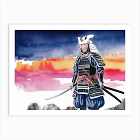 Watercolor Ninja Samurai Warrior Art Print