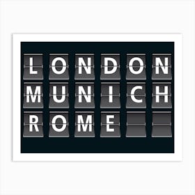 London, Munich, Rome Travel Art Print
