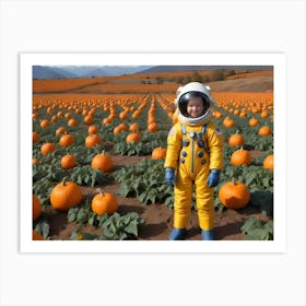 Astronaut Child In A Pumpkin Patch 3 Art Print