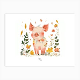 Little Floral Pig 3 Poster Art Print