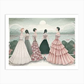 Four Ladies In Dresses Art Print