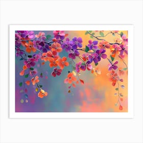 Elegant Colorful with Vibrant Flower Hanging Branches 5 Art Print