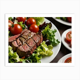 Steak And Salad Art Print