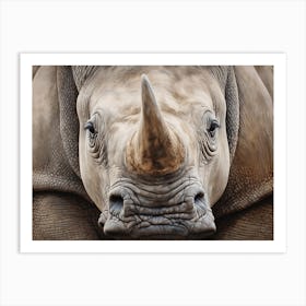 White Rhinoceros Close Up Realism 1 Art Print