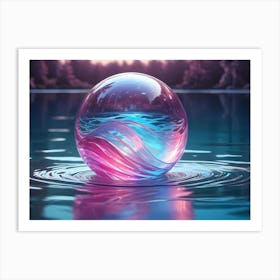 A Digitally Rendered, Colorful Egg Shaped Object With A Swirling, Liquid Like Interior Art Print