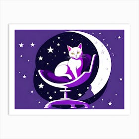 Cat On The Moon, vector art 6 Art Print