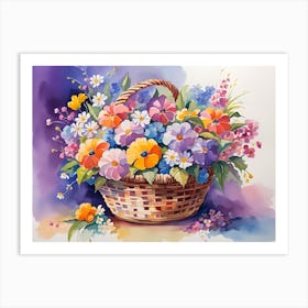 Flowers In A Basket 1 Art Print