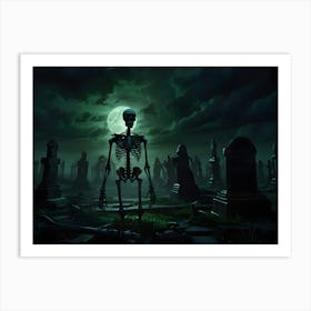 Skeleton In The Cemetery Art Print