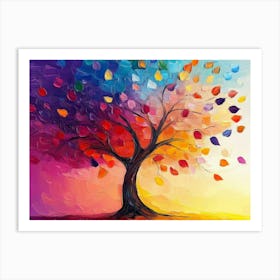 Elegant Colorful Tree With Vibrant Leaves Hanging Branches 8 Art Print