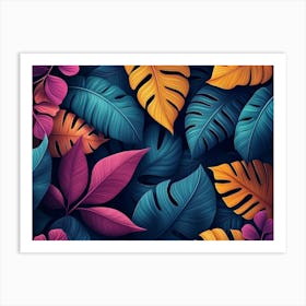 Tropical Leaves Wallpaper Art Print