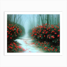 Path Of Red Roses Art Print