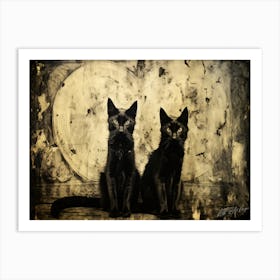 Antique Black Cats - Two Vintage Cats Art Print