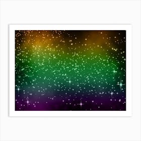 Violet, Green, Orange Shining Star Background Art Print