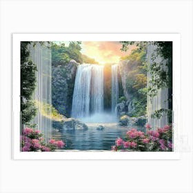 Photo Art with a View of the Waterfall Art Print