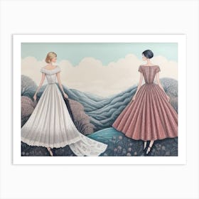 Two Women In Dresses Art Print