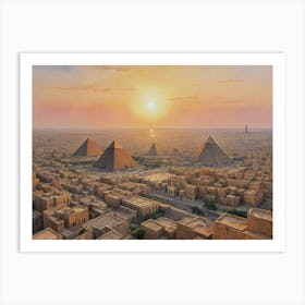 Sunset at Giza Pyramids Art Print