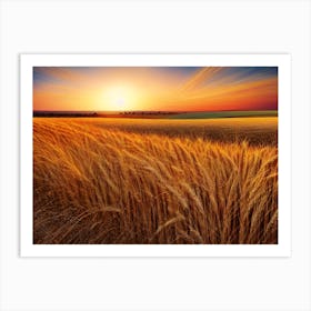 Sunset Over Wheat Field 1 Art Print