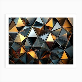 3d Shiny Metallic Triangles Forming Pattern Art Print