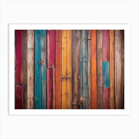 Colorful wood plank texture background 4 Art Print