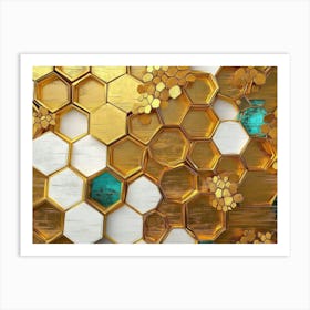 Gold Honeycombs Art Print