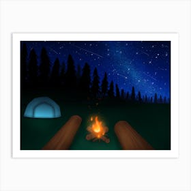 Campfire stary night Art Print