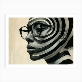 Typographic Illusions in Surreal Frames: Black And White Painting Poster