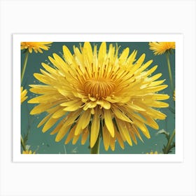 Abstract Yellow Dandelion With Seeds In The Air 1 Art Print