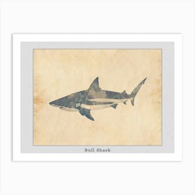 Bull Shark Grey Silhouette 1 Poster Art Print
