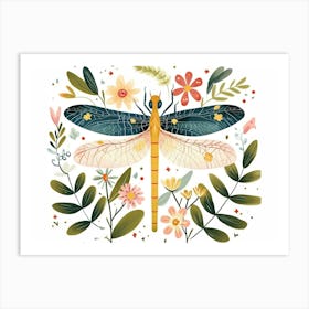 Little Floral Dragonfly 1 Art Print