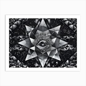 Sacred geometry series, Geometric Vision: The All-Seeing Eye Amongst Stars Art Print