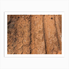 Texture Of Brown Dirt With Tractor Tyre Tracks 2 Art Print