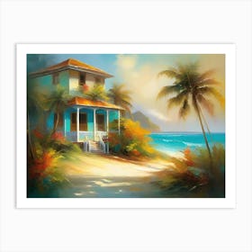 House On The Beach Tropical Art Print