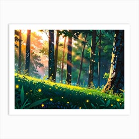 Fireflies In The Forest 2 Art Print