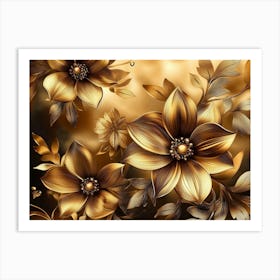 Gold Flowers 2 Art Print