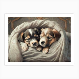 Cosy Puppies 1 Art Print