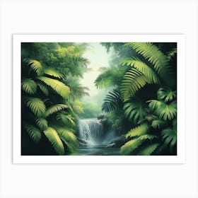 Waterfall In The Jungle 1 Art Print