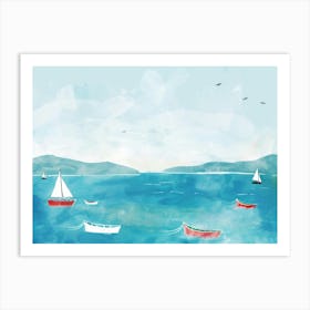 Sailboats In The Sea 10 Art Print