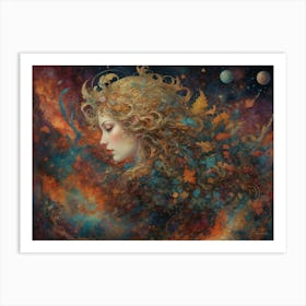 Woman In Space Art Print