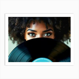 Afro Girl With A Record Art Print