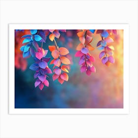 Colorful Leaves On A Branch Art Print