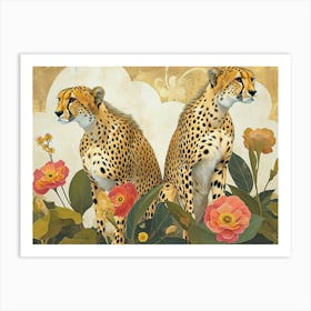 Floral Animal Illustration Cheetah 2 Art Print