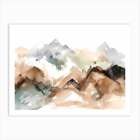 Watercolor Mountains Art Print