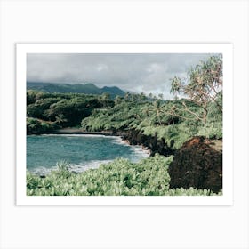 Black Sand Beach And Azure Sea In Waianapanapa State Park On Maui In Hawaii Art Print