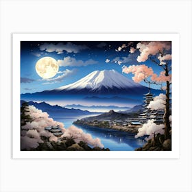 Moonlight Over Mount Fuji 2 Art Print